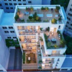 Vue aérienne 3D d’une mini copropriété avec terrasses et balcons en Île-de-France
